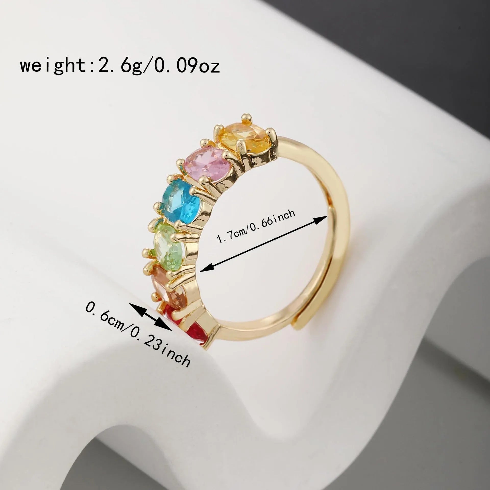 Women's gold adjustable zircon ring with retro European American styling