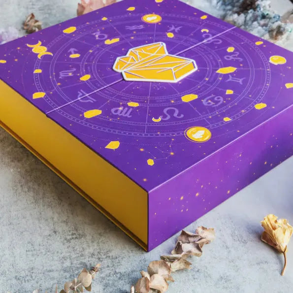 Orange and black paper Halloween countdown gift box measuring 33.5cm wide by 30.5cm tall