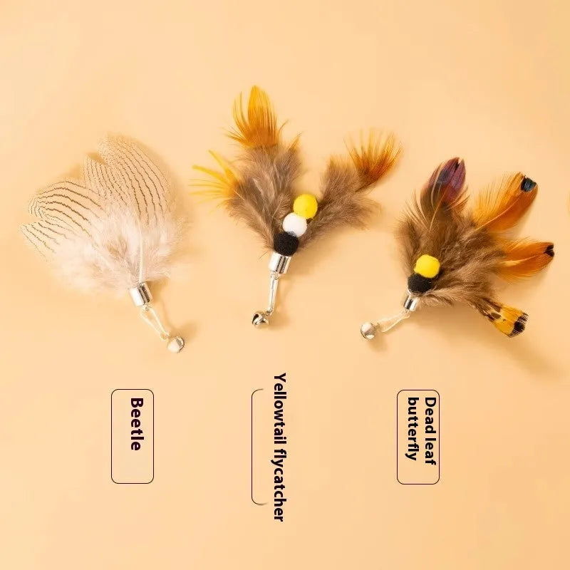 Three steel wire cat toy replacement heads in small flying insects designs