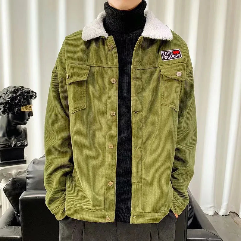 Men's corduroy workwear jacket in loose fit with regular sleeves