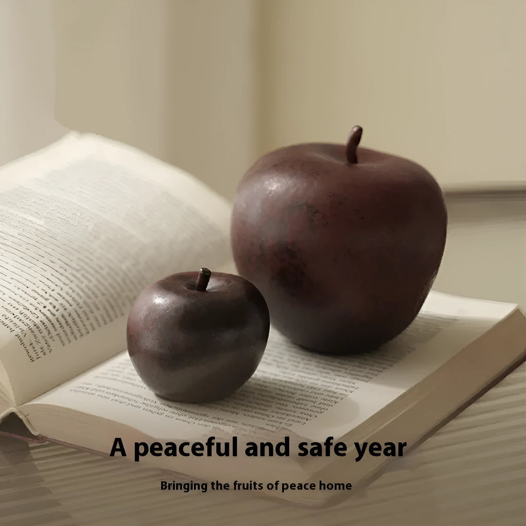 Ceramic apple desktop ornament with retro Chinese simulation design in large and small size options