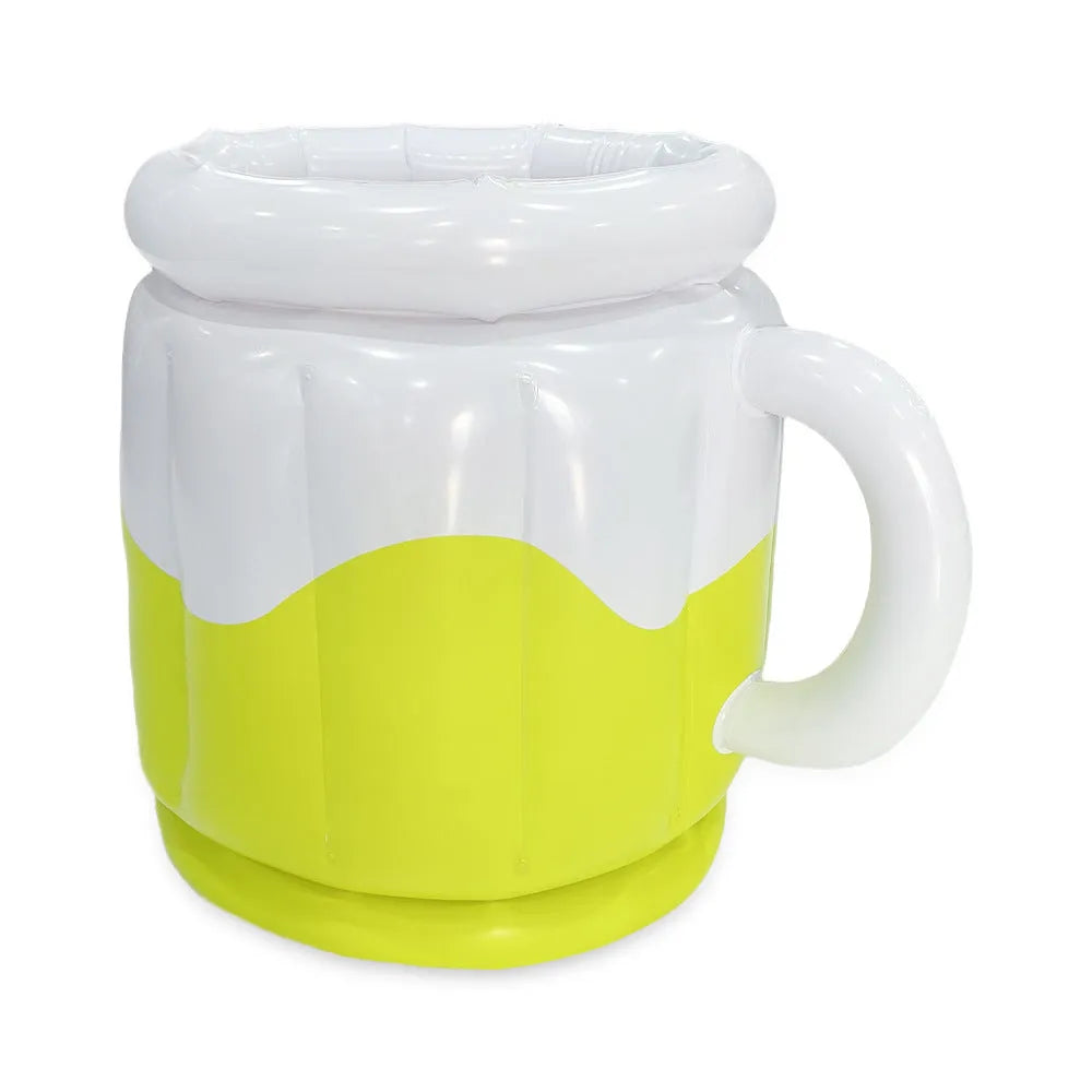 Bright yellow inflatable ice bucket made from eco-friendly PVC for outdoor parties and camping.