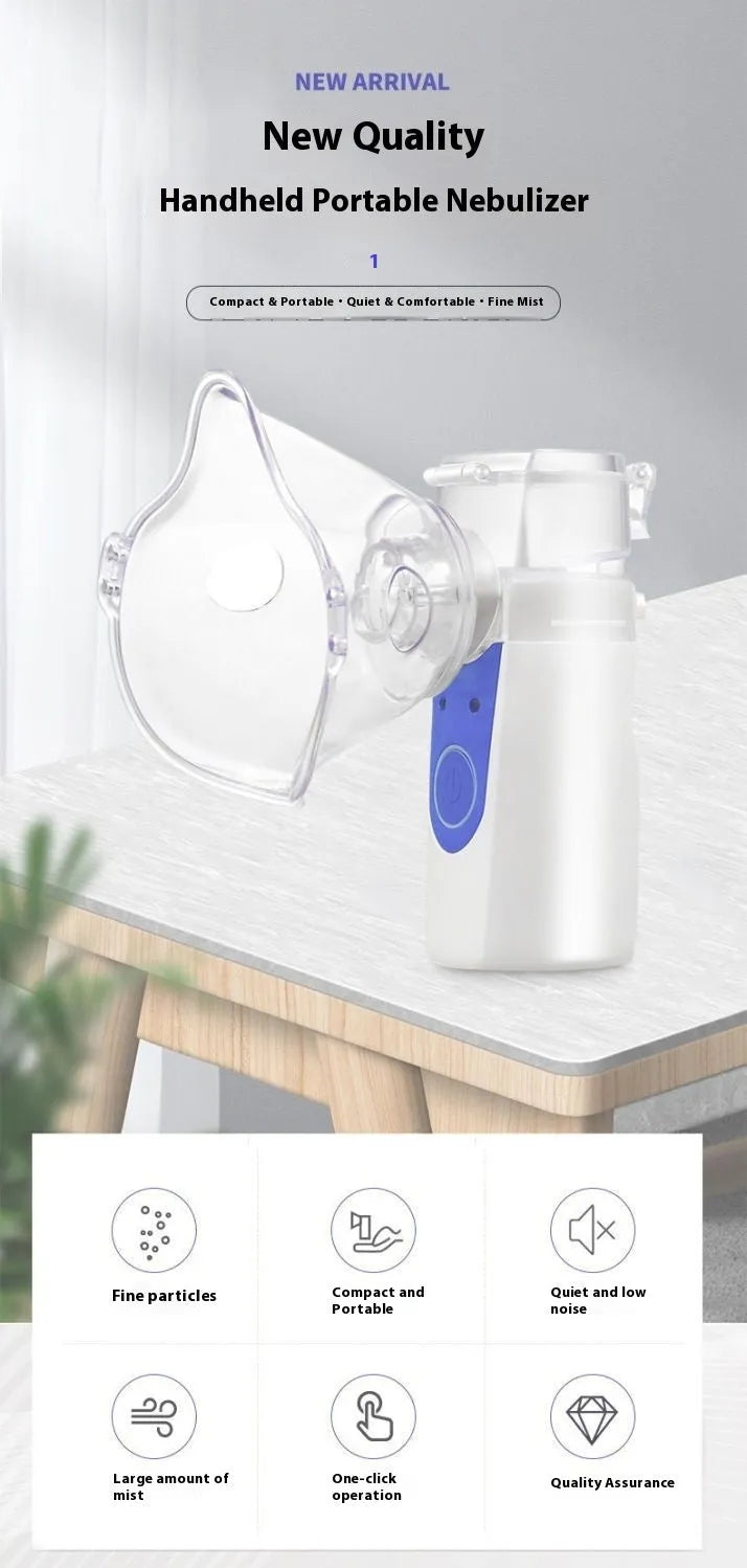 Plastic columnar USB handheld nebuliser with single fog outlet for household use