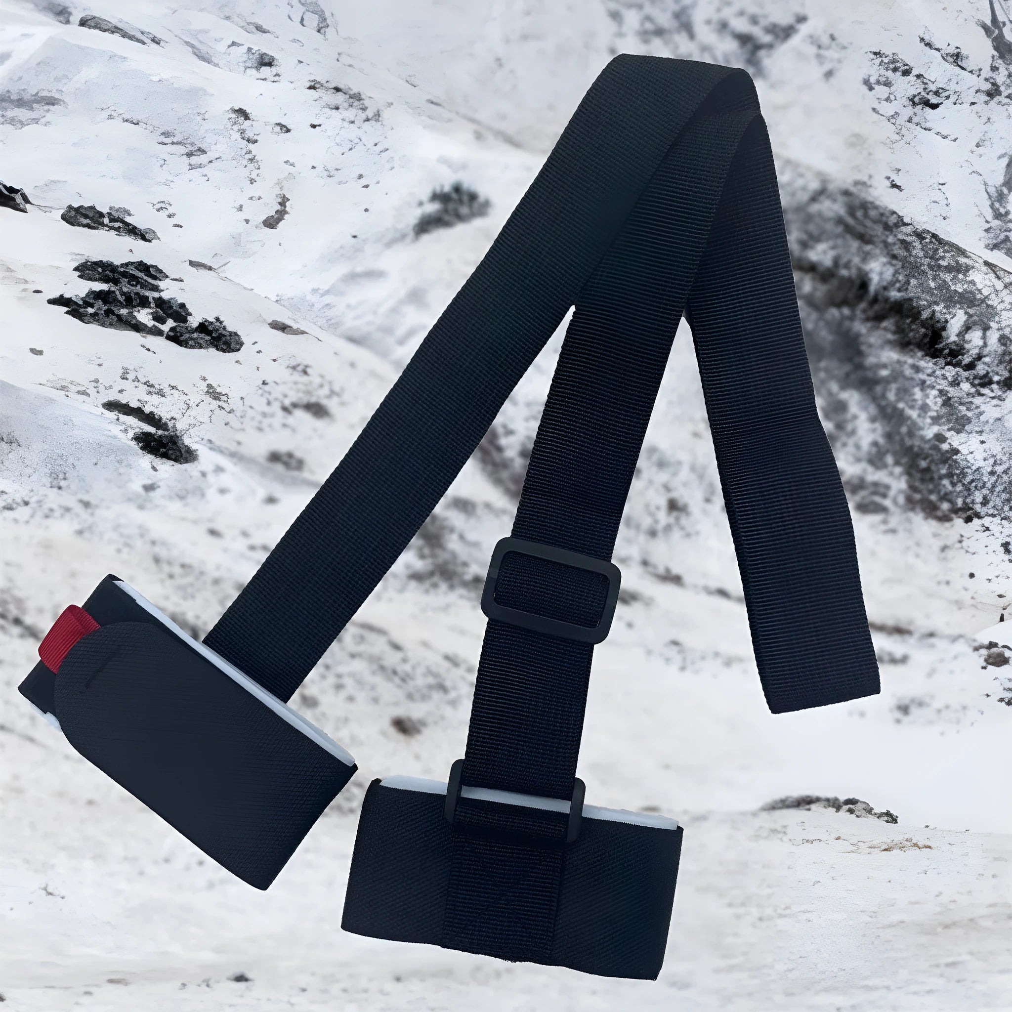 Skiing bandage shoulder strap with hook and loop closure in black, blue, pink, or red colours