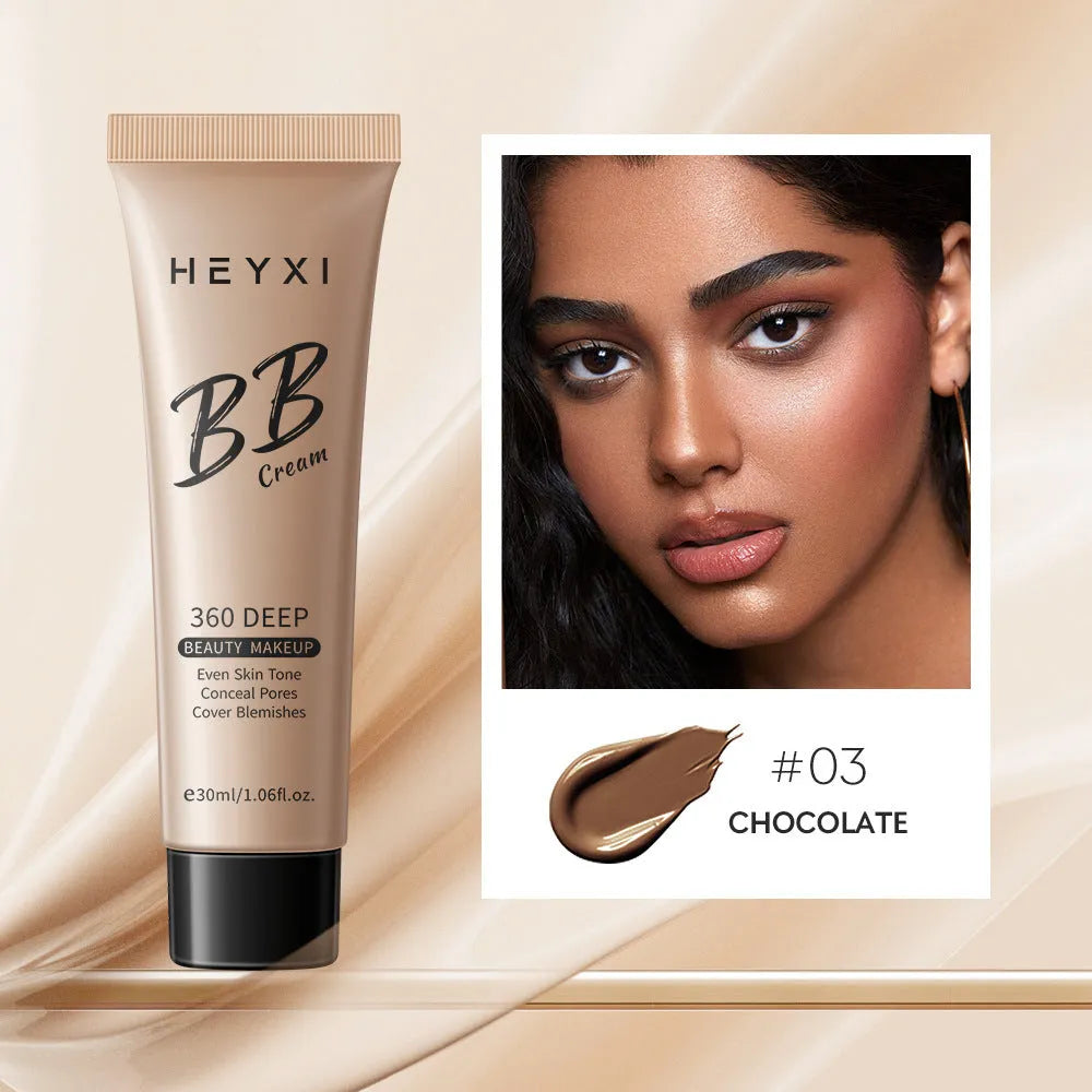 Waterproof BB cream foundation product in four colour shade options for sweat-resistant coverage