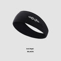 Seamless knitted sports hair band in black, grey, and blue for cycling and running.