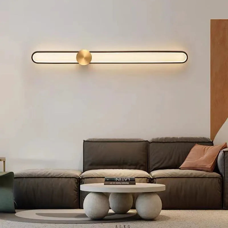 Round 60cm iron wall lamp in minimalist design with warm LED light