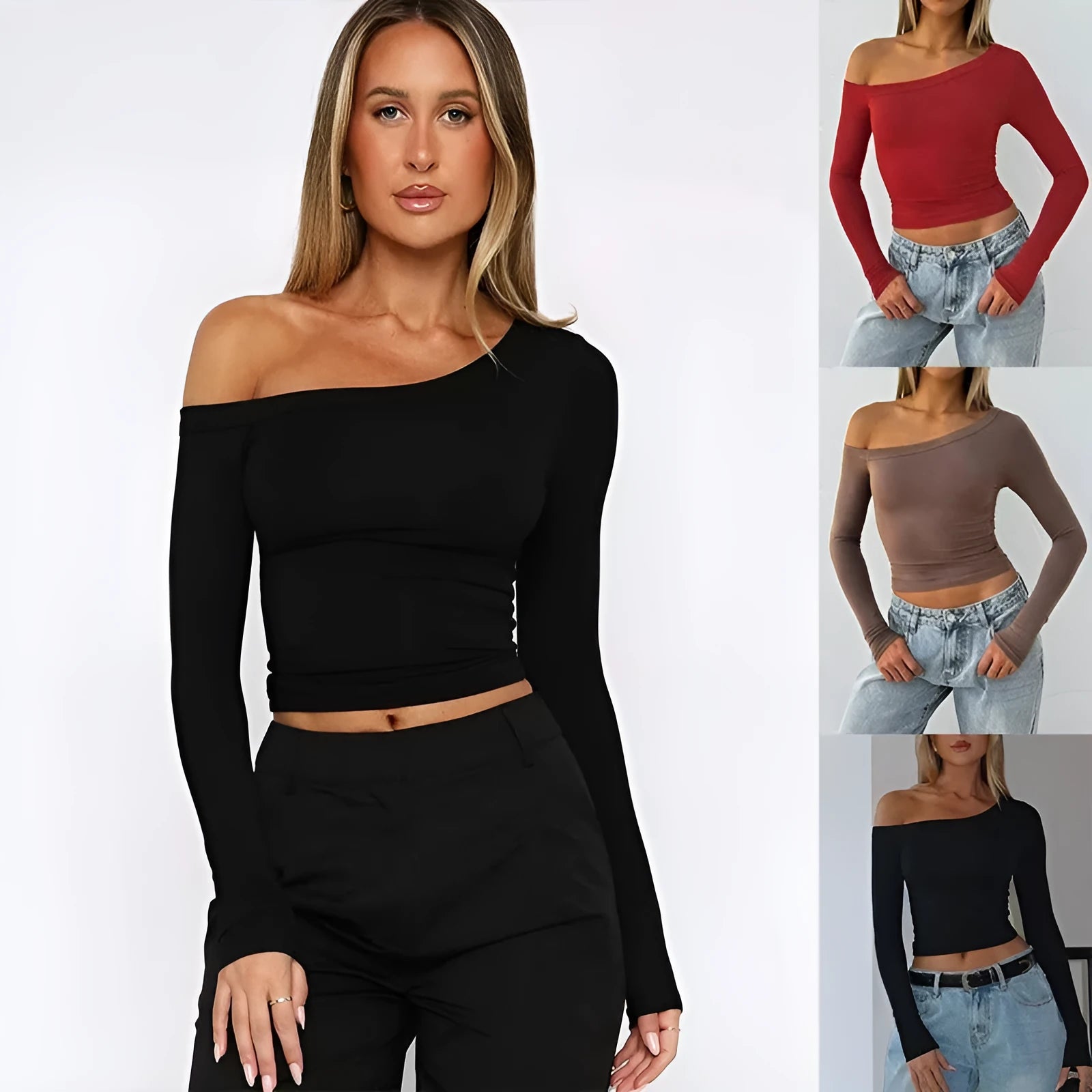 Women's slim fit long sleeve knitted cardigan in solid colour with shoulder strap detail
