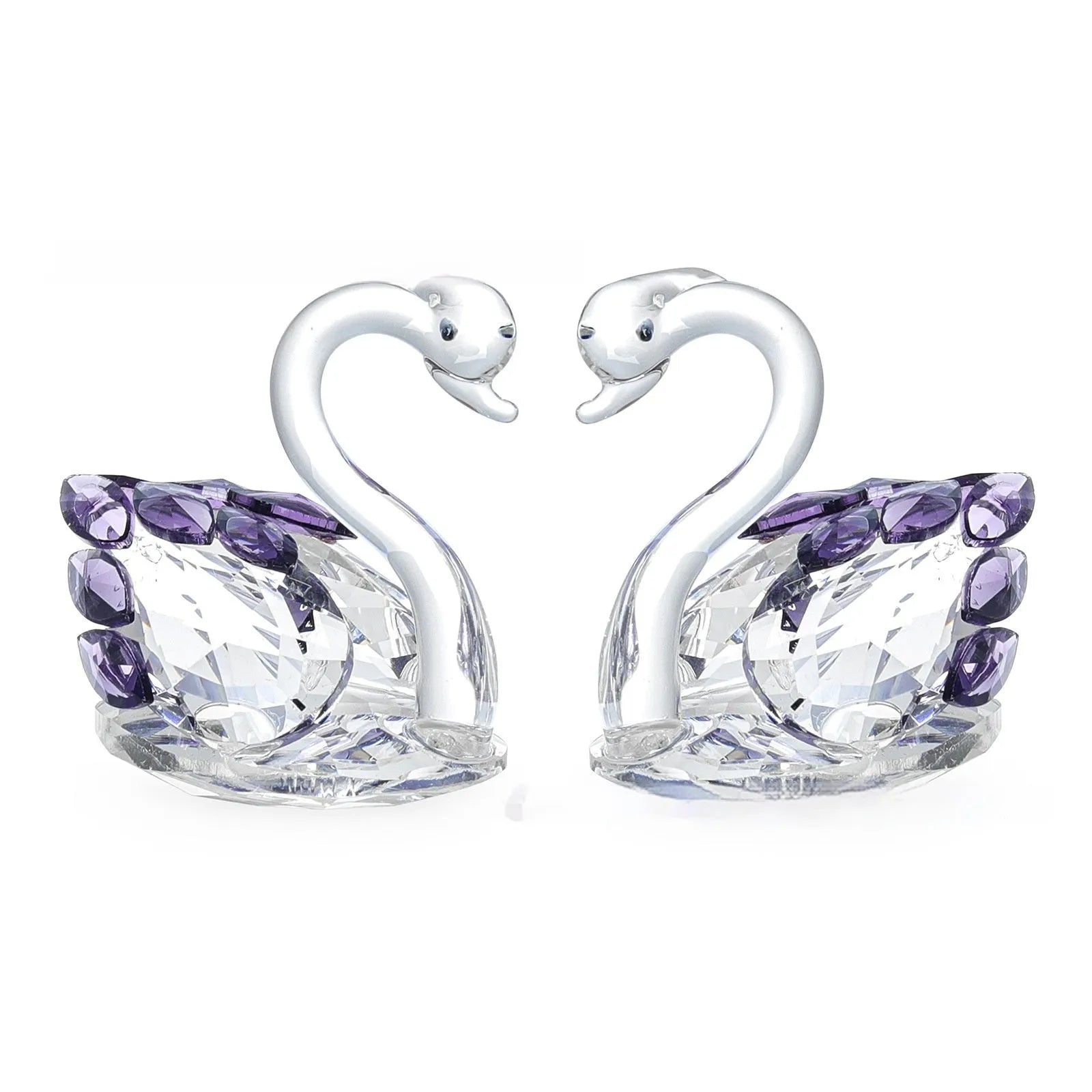 White crystal swan ornament in modern style with solid head or empty pipe construction options