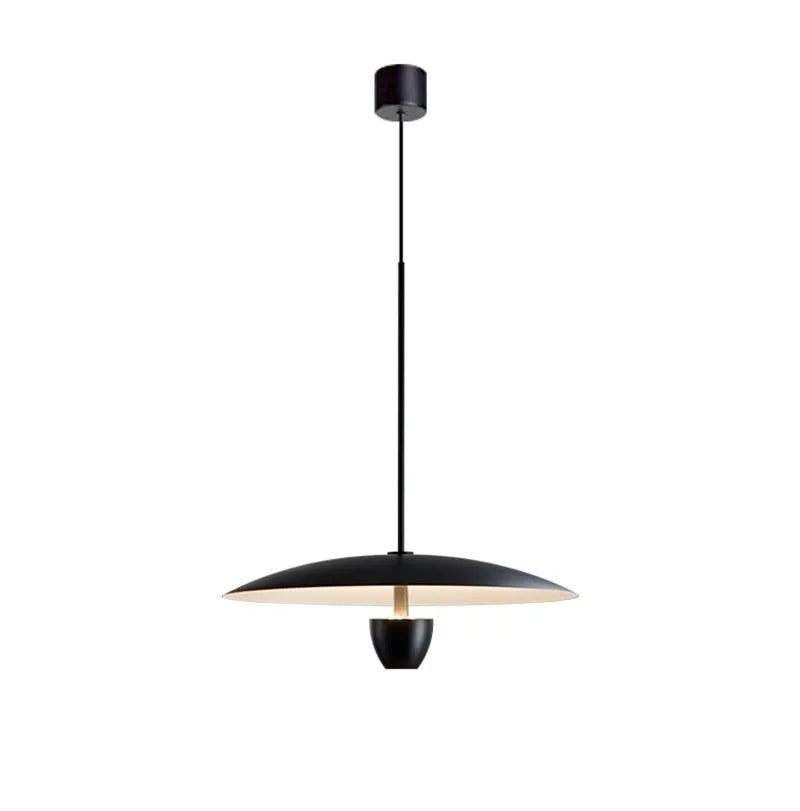 Black modern minimalist Nordic chandelier with warm light illumination