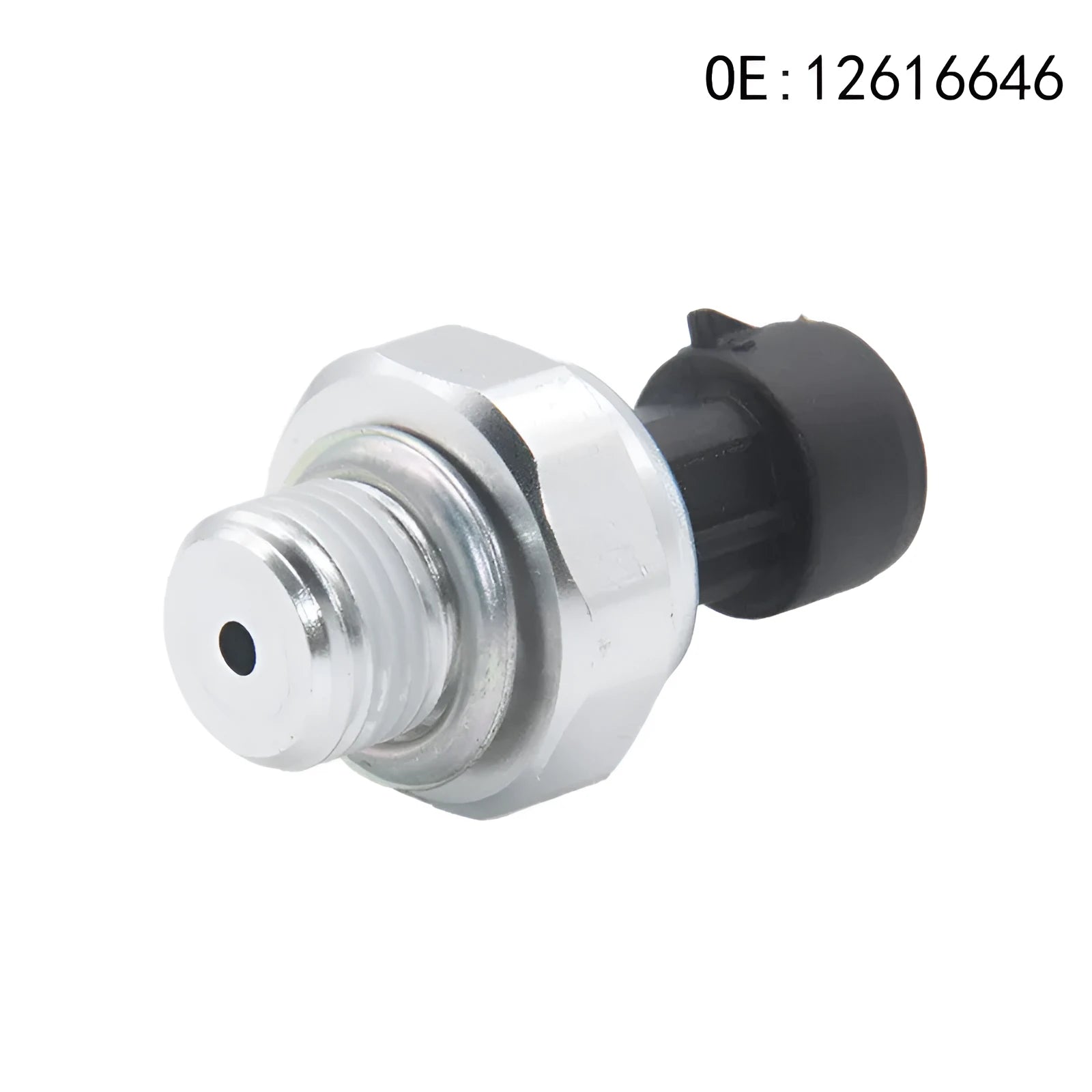 Silver-coloured metal automotive fuel pressure sensor for models 12616646 12677836 D1846A.