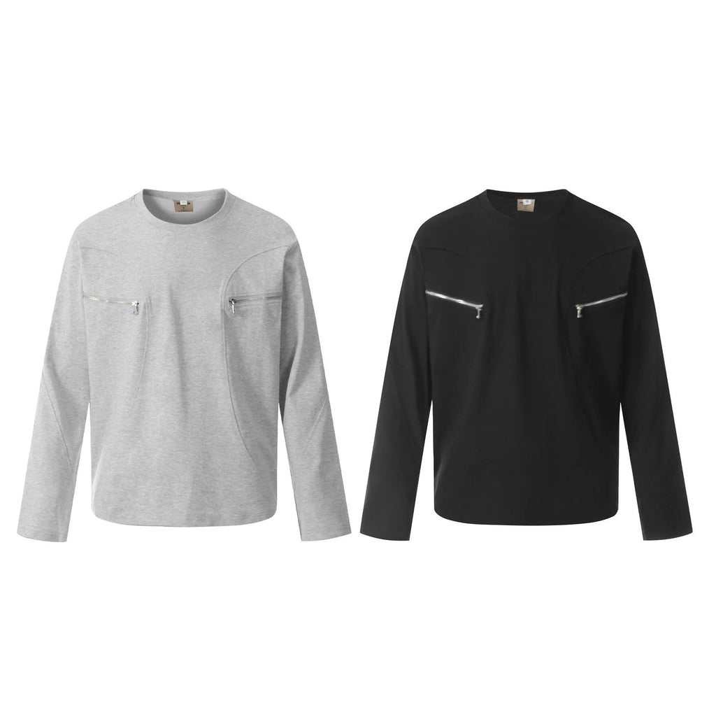 Black American retro style loose cotton long sleeve pullover on hanger