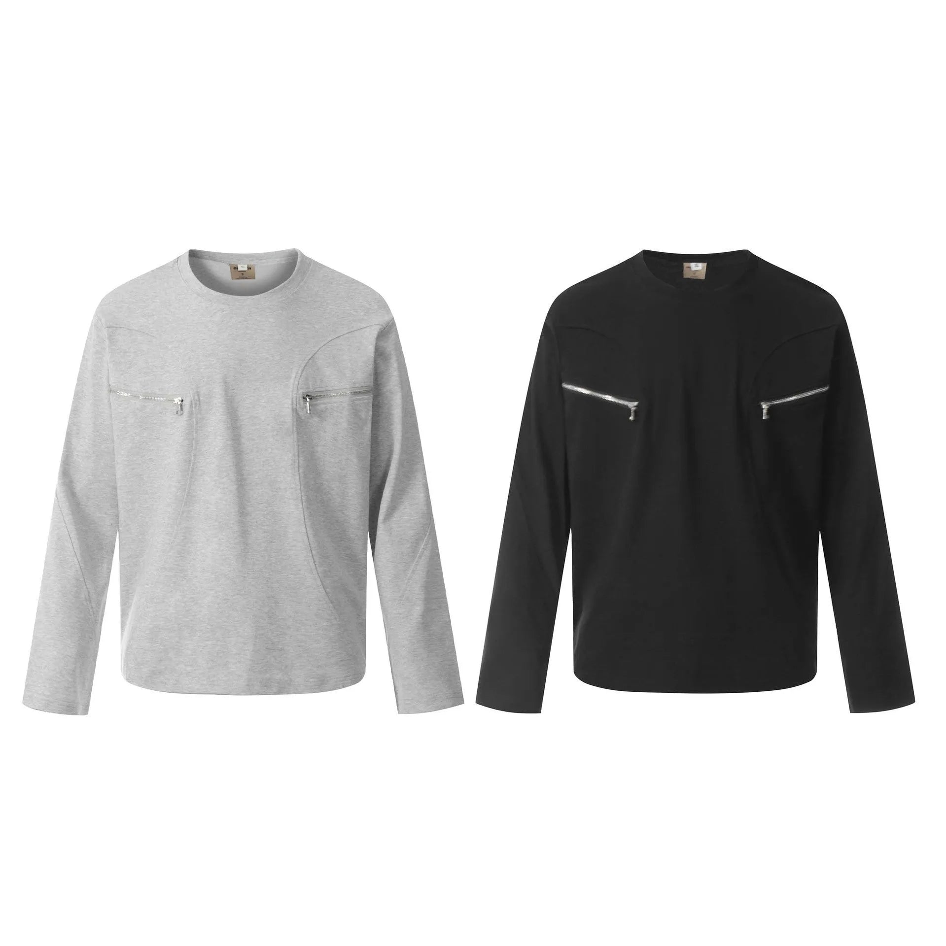 Black American retro style loose cotton long sleeve pullover on hanger