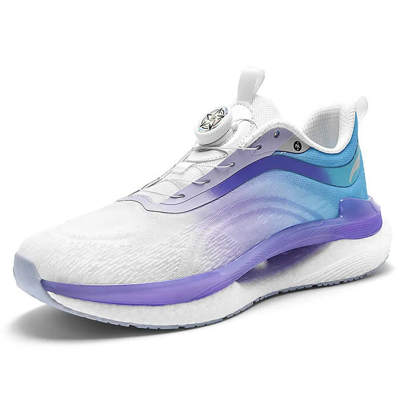 Men's high-top popcorn style running shoes in mesh material with buckle fastening and composite sole
