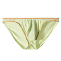 Men's dark grey modal hip-lift underwear laid flat, showing knitted ice silk fabric texture.