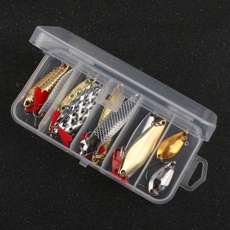 Pineapple sequin fishing lure set with metal components and gold silver colour options