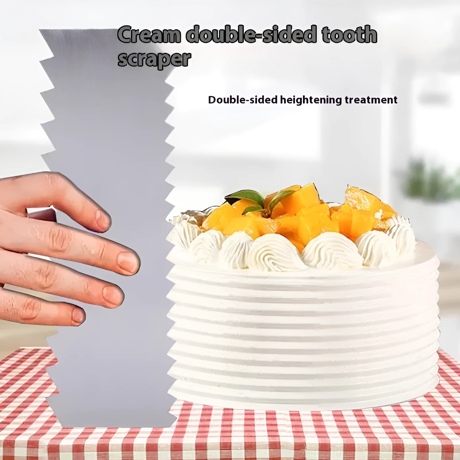 Stainless steel cream scraper with polygonal pattern design for cake decorating