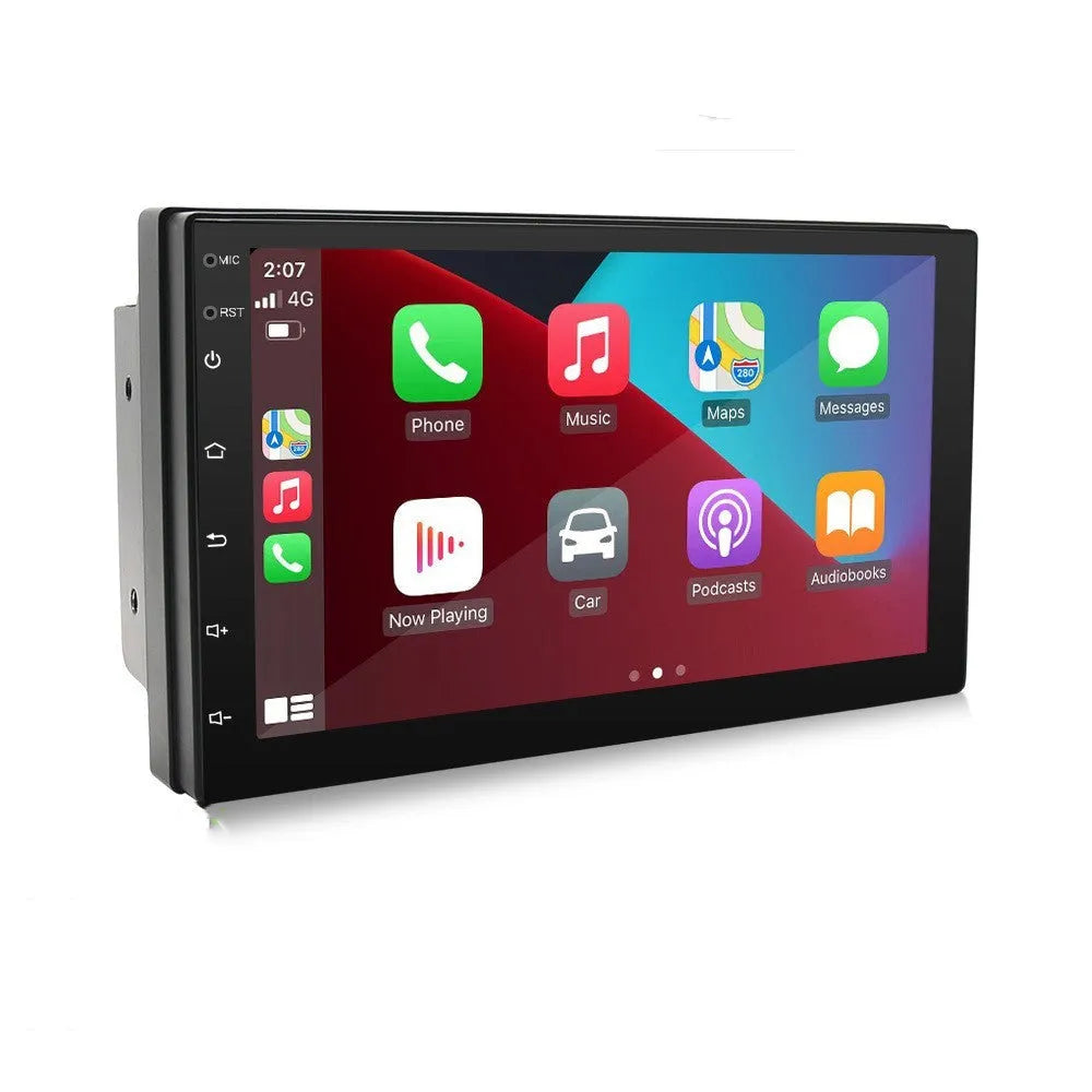 Black universal car navigation system with 7-inch screen showing GPS map display