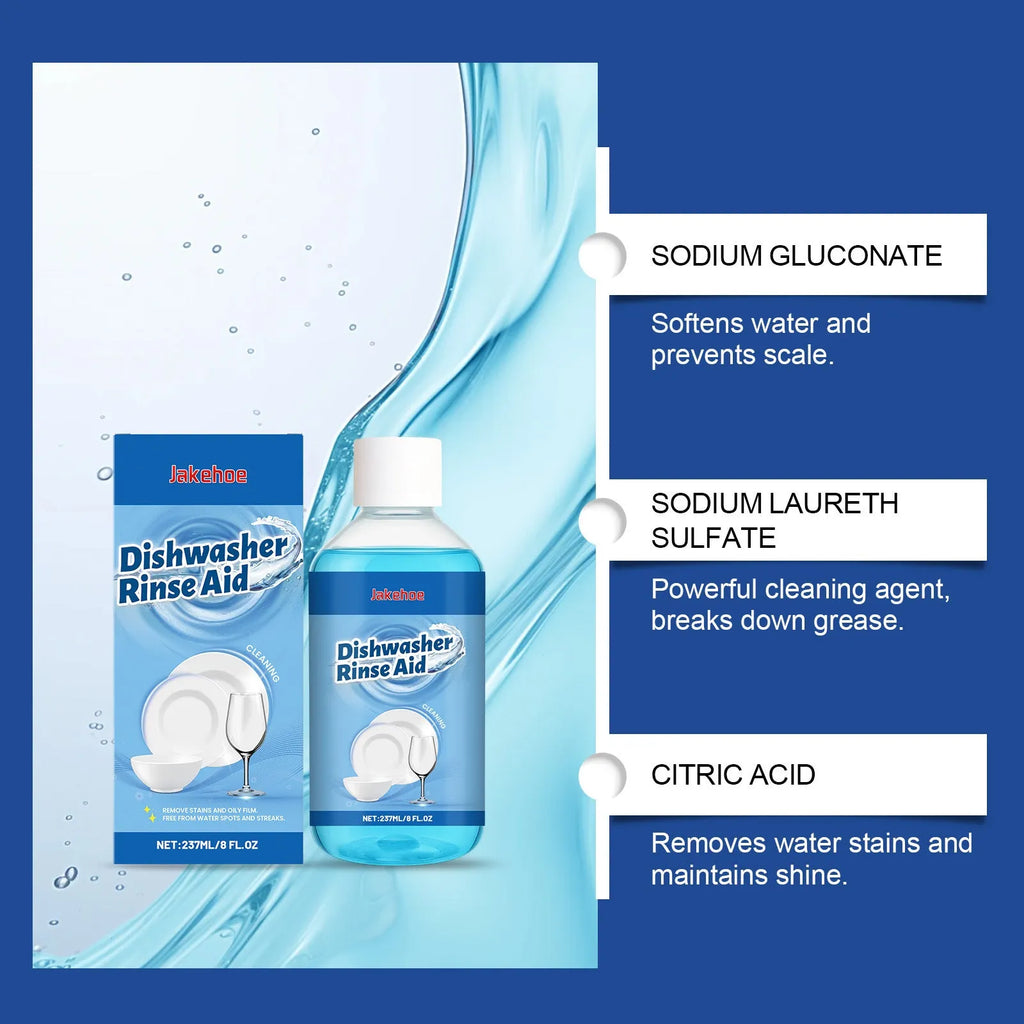 237mL bottle of dishwasher cleaning aid liquid detergent for automatic dishwashers