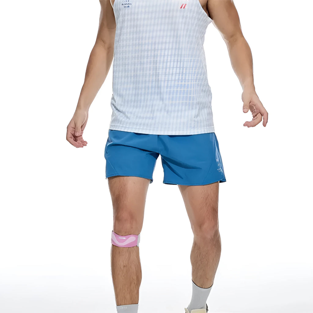 Men's four-point stretch running shorts with laser stitching in black or blue