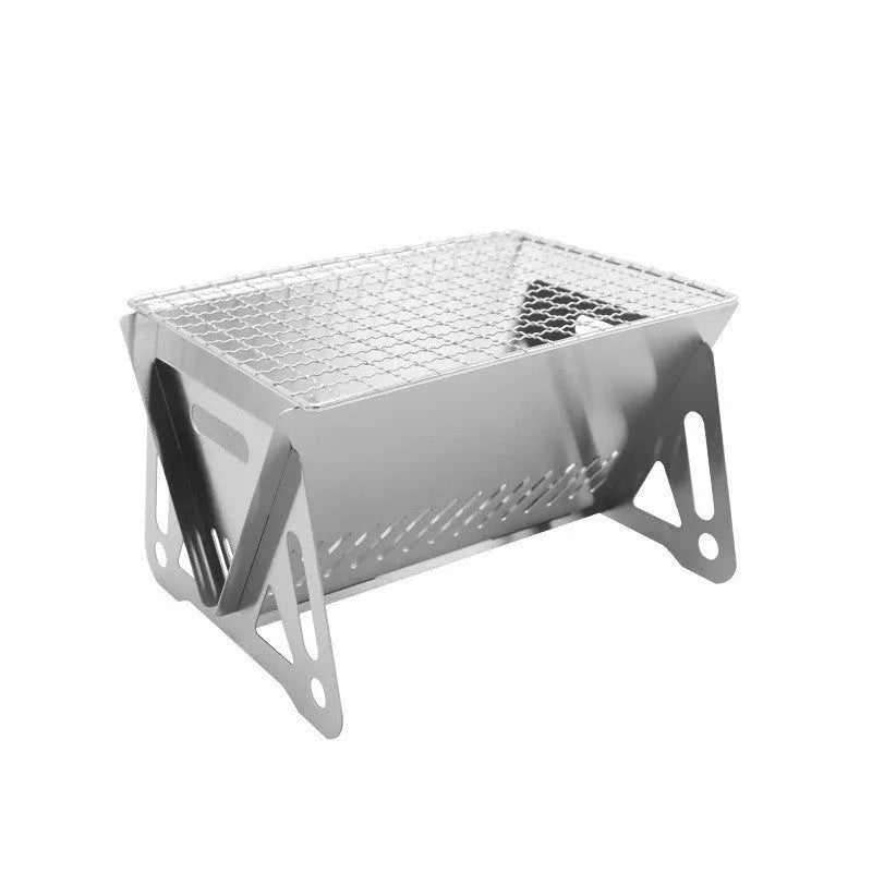 Stainless steel folding barbecue oven with large grill and storage bag for outdoor cooking