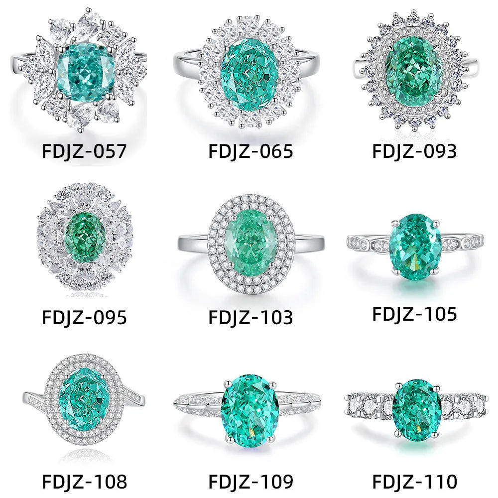 S925 sterling silver emerald ring with inlaid high carbon diamonds in a geometric Palaibahao design on a model's finger.