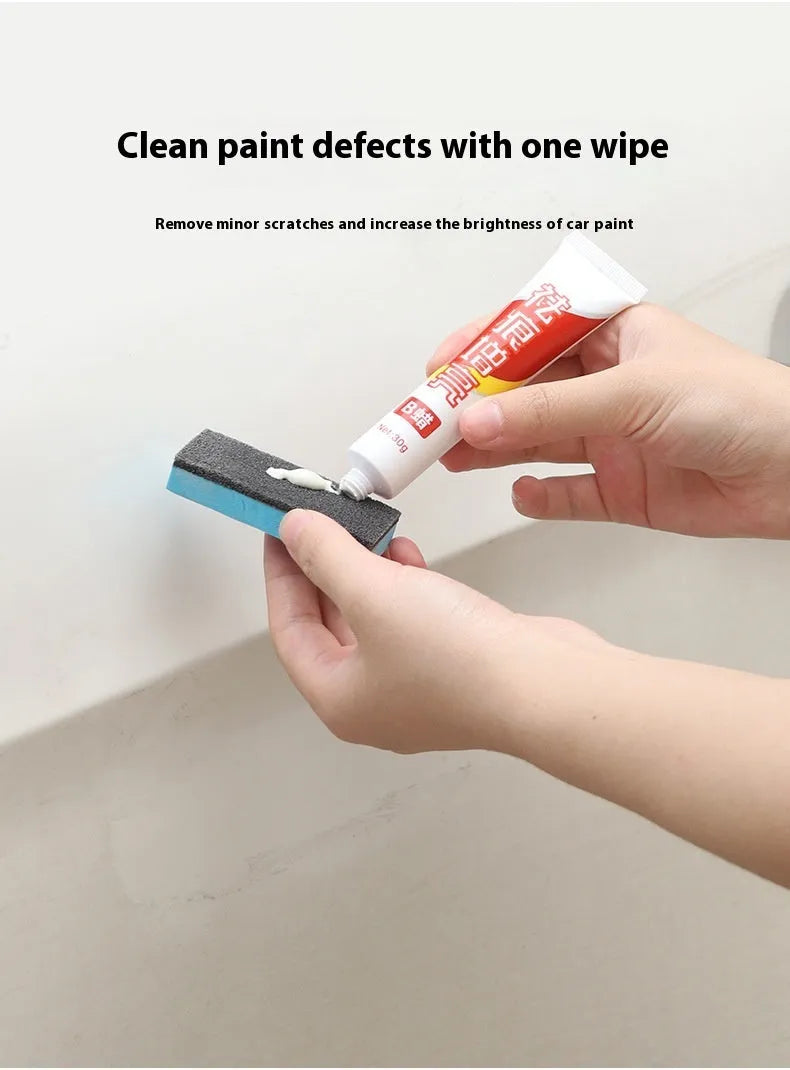 Car repair wax kit containing scratch removal compound, brightening wax, and frosted polishing sponge