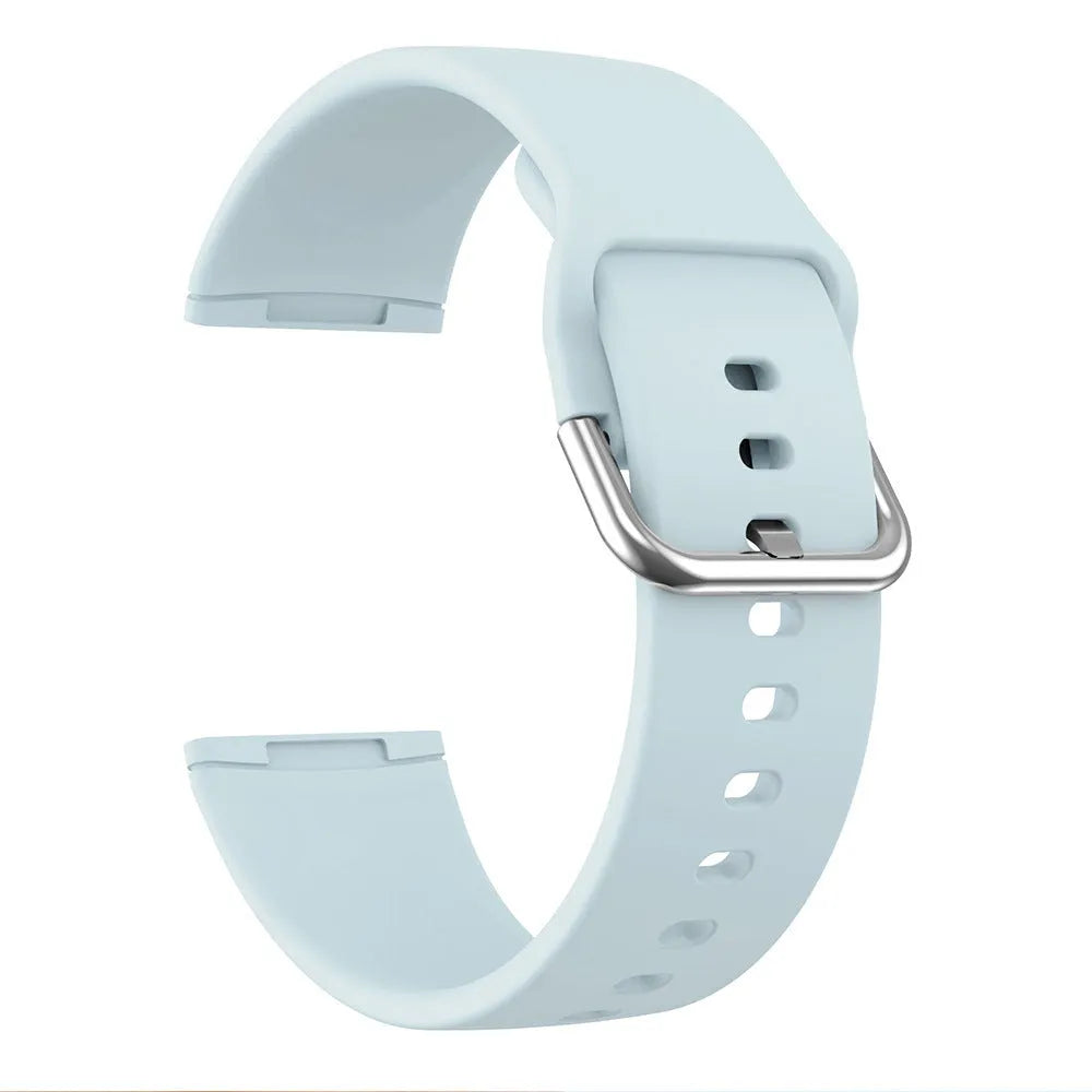 Solid colour silicone strap with silver buckle for Fitbit Versa 3 and Sense 2 smartwatches