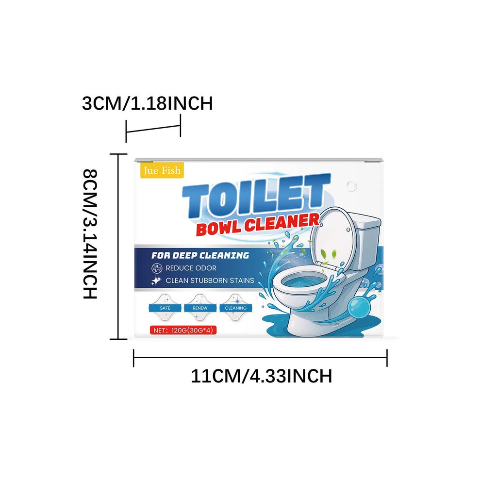 Pack of toilet cleaning powder showing four individual 30g sachets, total 120g.