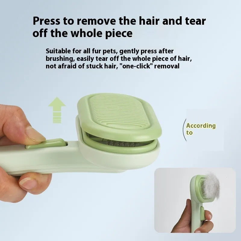 Large pet hair removal comb with floating blades in light green, pink or light grey colour options
