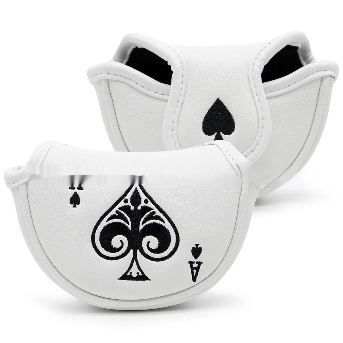 PU leather golf putter sleeve shown in available colours for club head protection