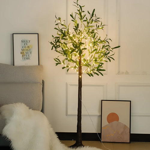 1.8m tall simulation olive leaf tree lamp with warm white LED lights for courtyard decoration