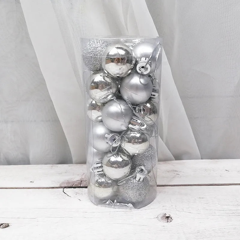 Shiny matte Christmas baubles in various colours showing 3cm diameter plastic electroplated decorations