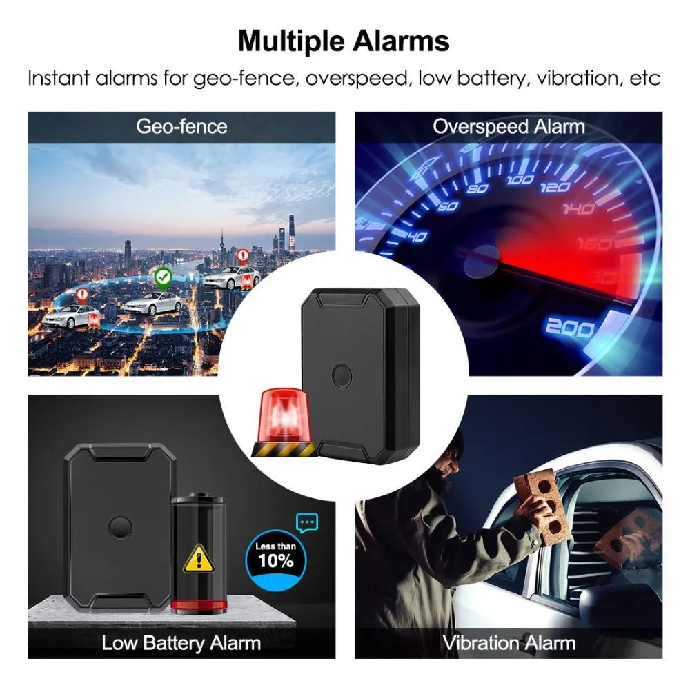 Black GPS car locator with 6000mAh battery and ceramic antenna for vehicle tracking.