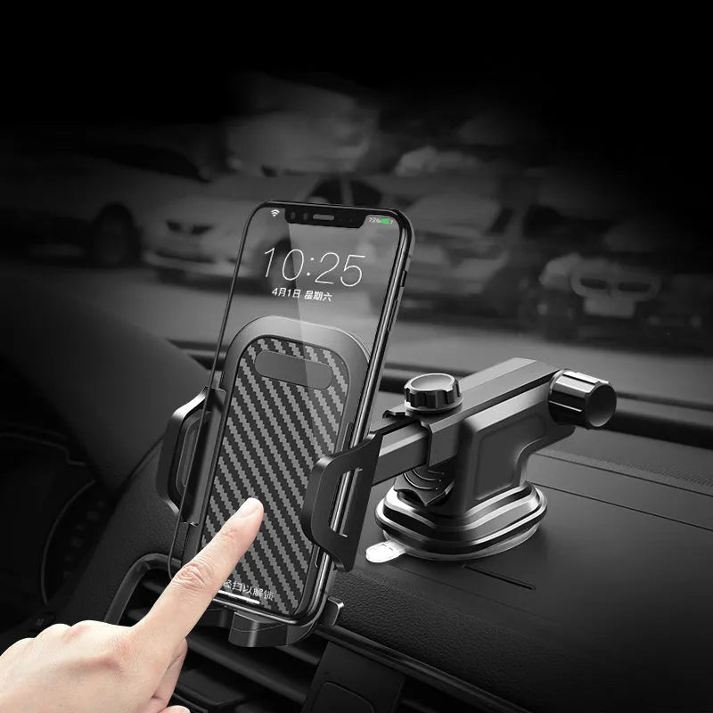 Black dashboard car phone holder showing phone compatibility range of 4.0 to 7.0 inches