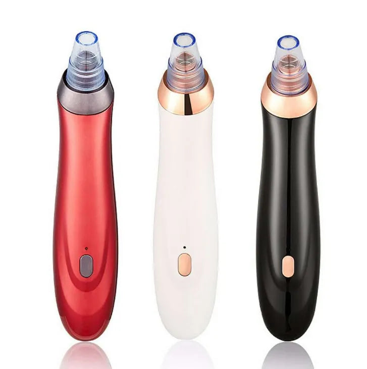 Electric blackhead remover device with four nozzle attachments in different colours
