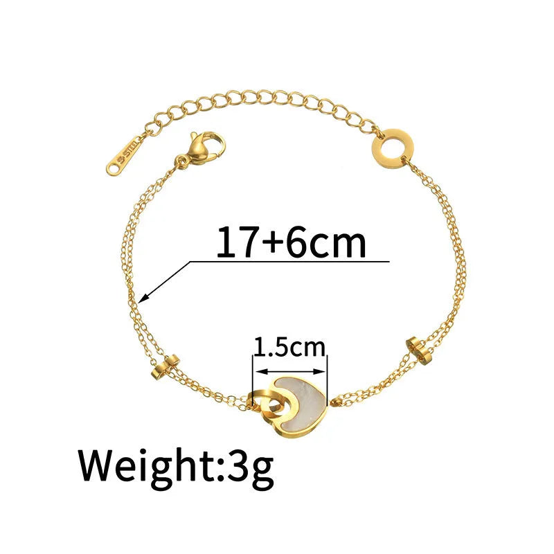 Stainless steel and resin bracelet for women with a double-layered heart-shaped charm.