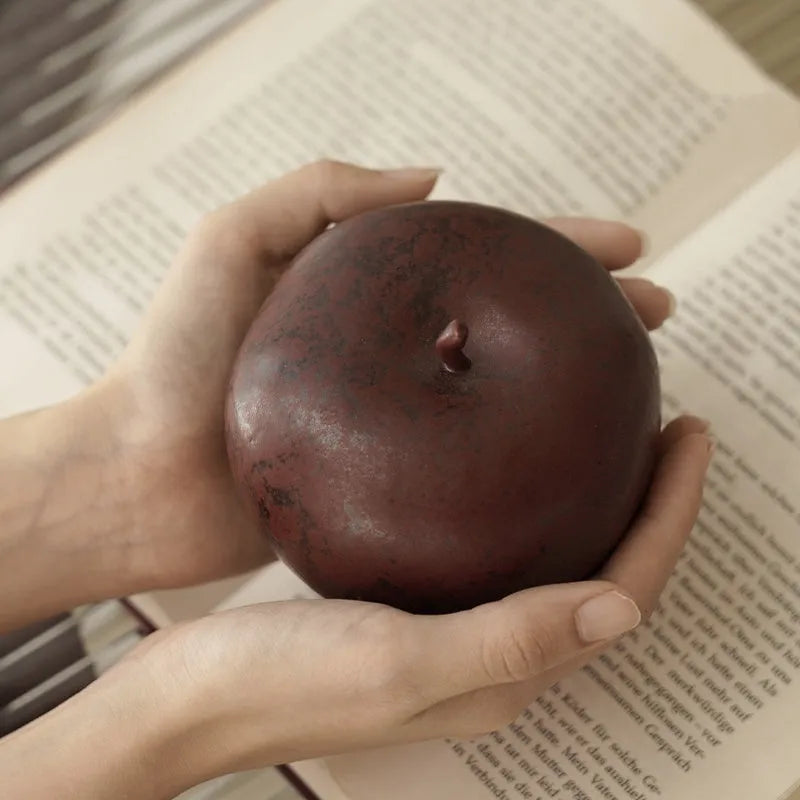 Ceramic apple desktop ornament with retro Chinese simulation design in large and small size options