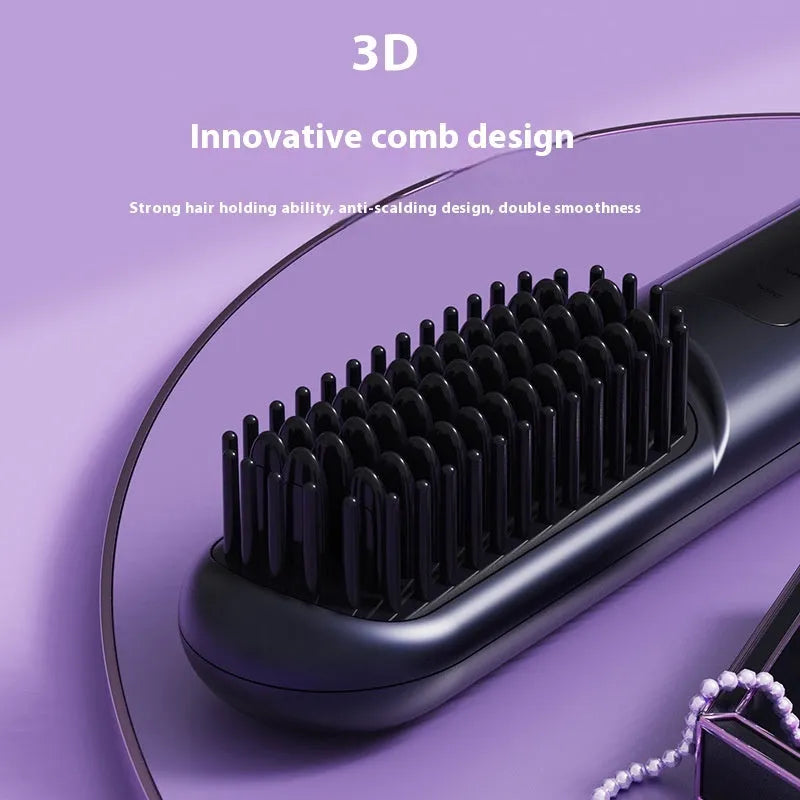 Portable charging negative ion hair comb in blue, grey or white with built-in power bank