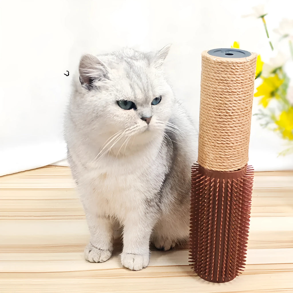 30cm tall sisal scratching post for cats with natural jute fibre covering and 5.8cm square base