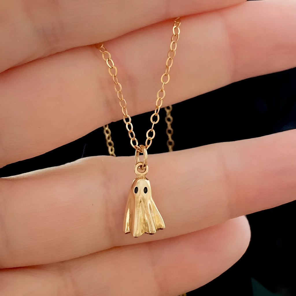 Ghost pendant necklace on a stainless steel chain with titanium steel charm
