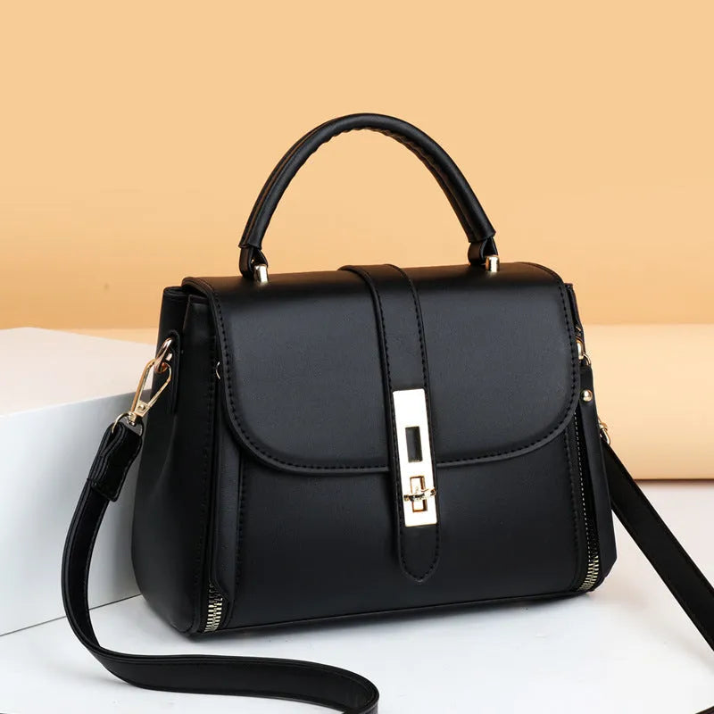 Women's soft leather messenger bag in black red green blue colours square vertical design