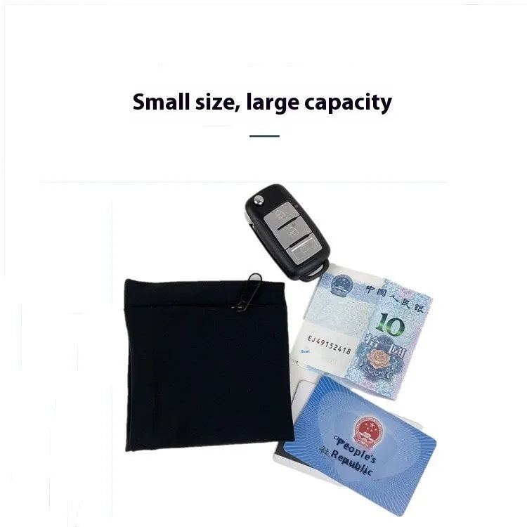 Grey wrist bag armband sleeve for mobile phone, shown with dimensions 10cm by 10.5cm.