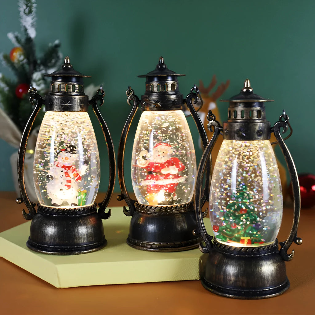 Crystal ball portable oil lamp Christmas decoration with light-emitting feature and snowman or elderly design