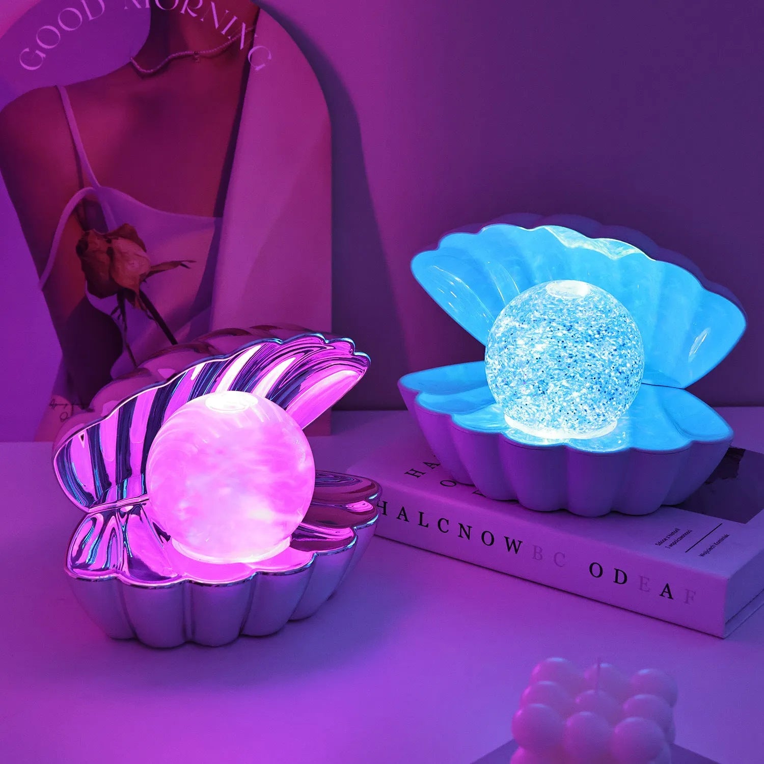 Shell-shaped neon ambience light decorative night lamp with 15x18cm dimensions