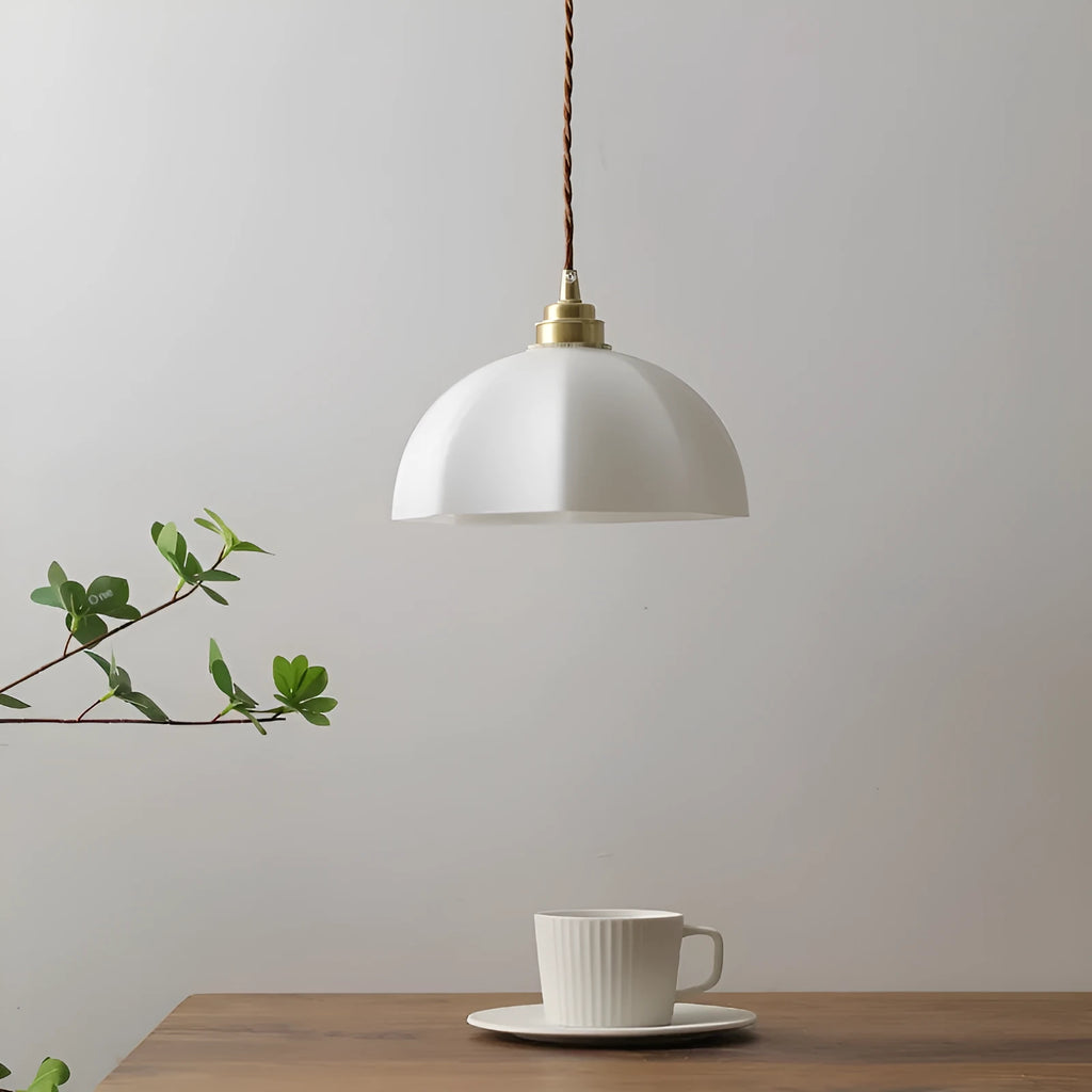 Small Chinese style droplight lamp with copper glass shade for bedside or dining room