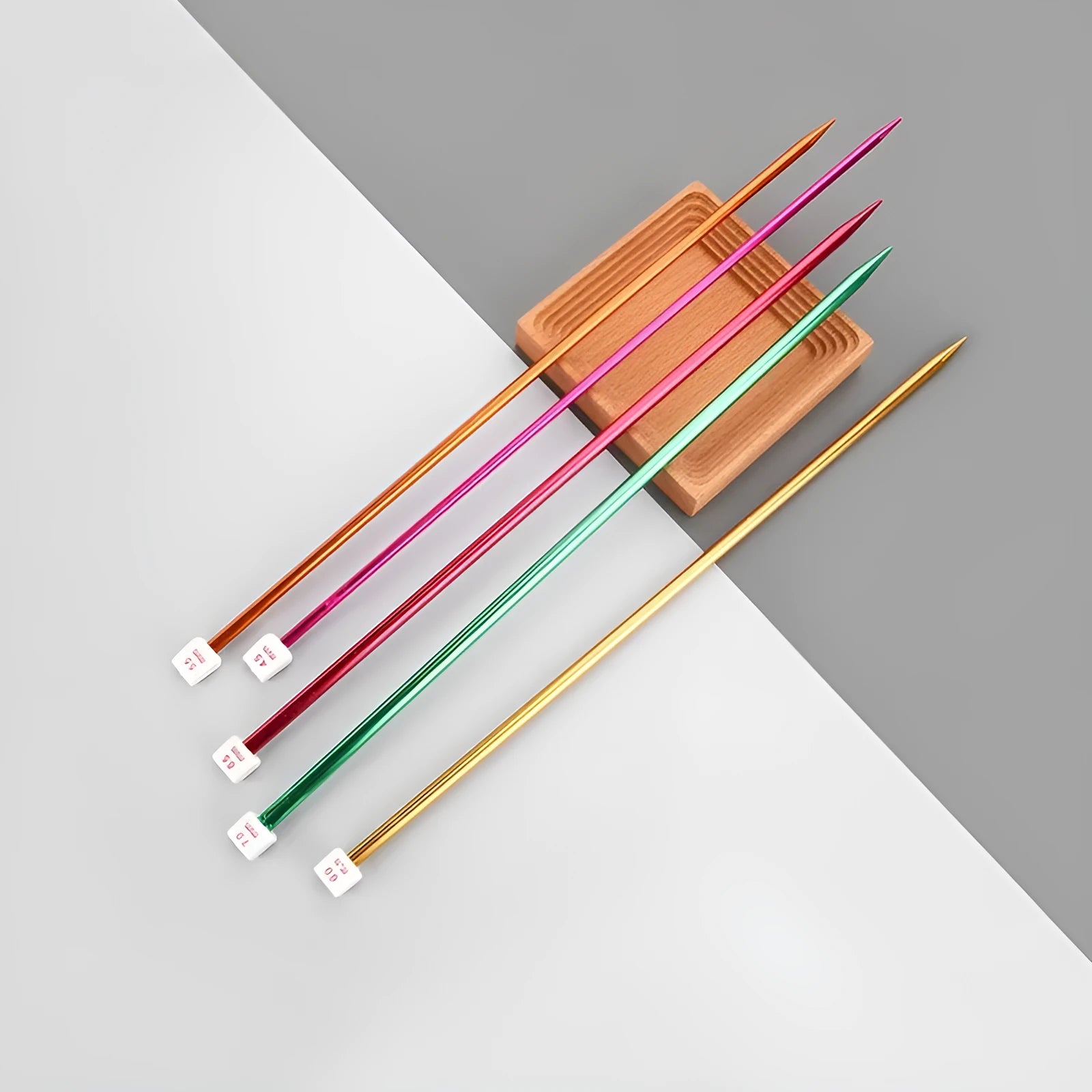 Pair of metal lengthened crochet hooks with caps in sizes 2.0mm to 10.0mm for yarn crafting