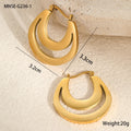 Geometric French earrings with circular ring design in gold and steel metallic finishes