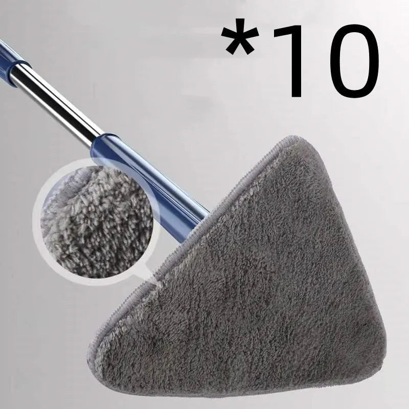 Extendable triangle cleaning mop with 360-degree rotating head and stainless steel pole