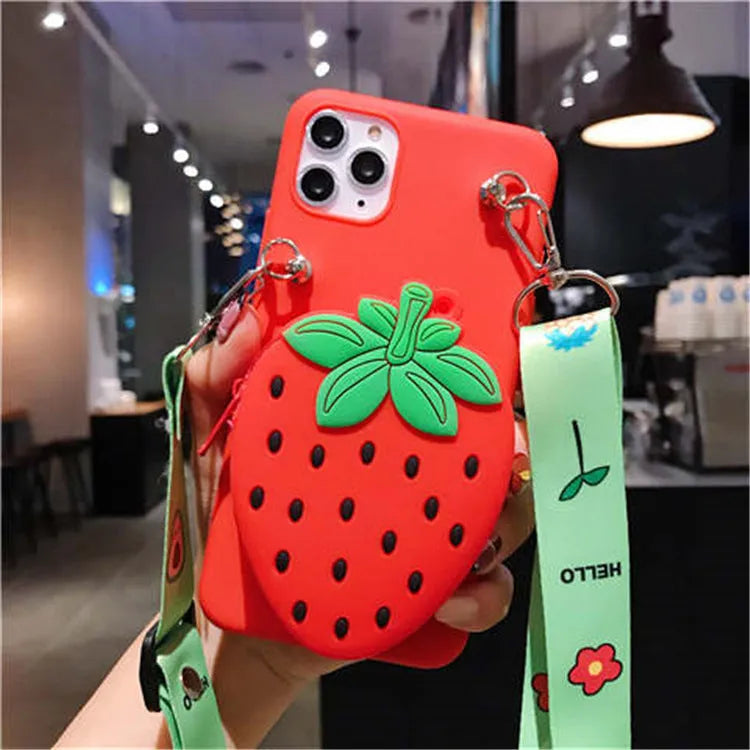 Cartoon camouflage silicone wallet case for Huawei phones in various colours, showing card slots.